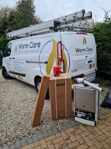 Warm Care van with a new Baxi boiler ready to install