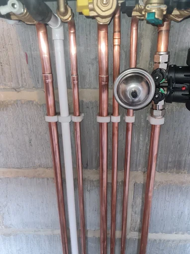 Neat copper pipework on a new boiler installation