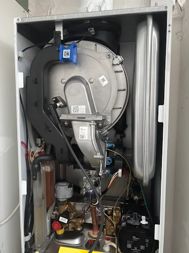 Inside a newly fitted combi boiler